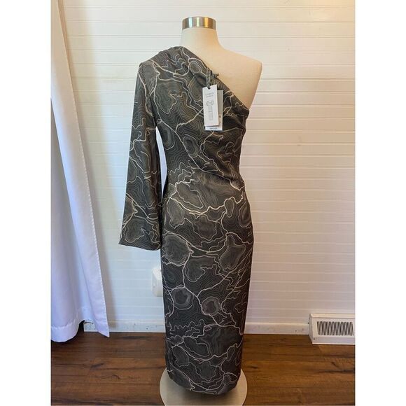 Antonio Melani x Elizabeth Damrich Monroe One Shoulder Satin Midi Dress NWT - Picture 6 of 13
